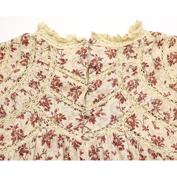 Doen Gabrielle Dress Midi Dress In Burgundy Songbird Toile Sz M - Picture 6 of 10